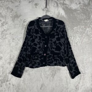 Monkey Wear Cardigan Women 16P Black Velvet Devore Floral Sheer Whimsygoth Boho
